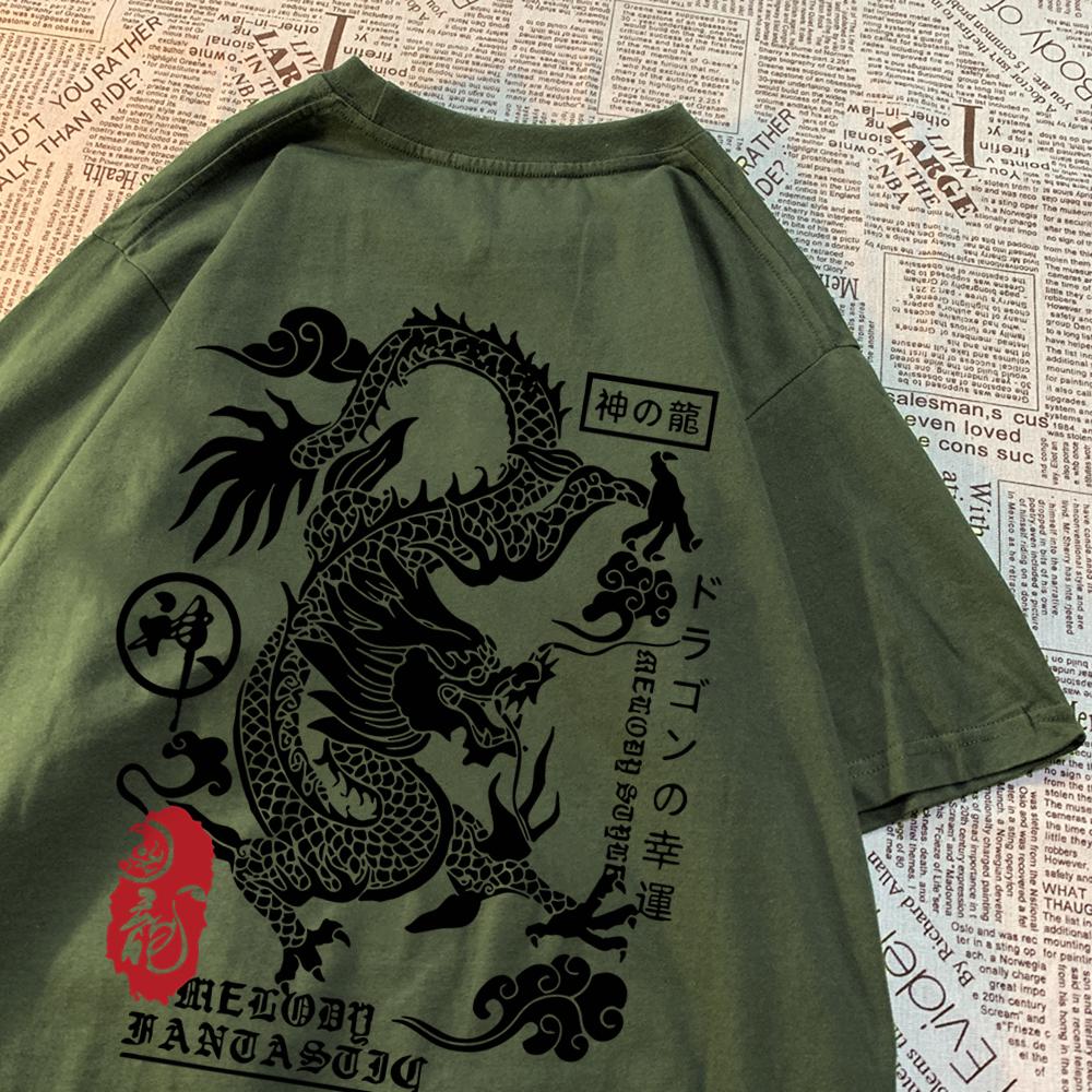 The Harajuku Dragon Funny Pattern T Shirts Men Hip Hop Tee Clothes Cotton Couple Summer Shirt Summer Cotton Loose T Shirts Women