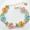 Cloisonné Floral Hanfu Bracelet: Retro Alloy Ethnic Jewelry for Women