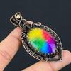 Unique Rainbow Solar Quartz Gemstone Pure Copper Wire Wrapped Handmade Pendant Jewelry For Gift
