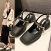 French Black High Heels Bag Head Sandals Women's Shoes 2025 New Spring and Summer Thick Heel Mary Jane Evening Single Shoes