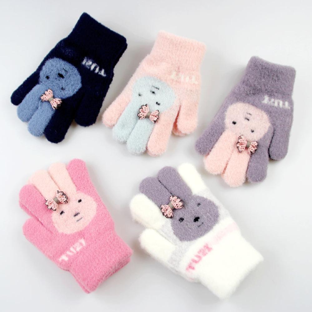 Thickened Autumn Winter Gloves Warm Warm Mittens Full Finger Gloves Hand Warmer  Boys Girls