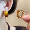 Elegant Resin Brown Irregular C-shaped Circle Earrings Trendy Personality Hoop Earrings For Women Party Ear Jewelry