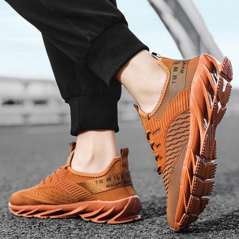 Spring/Autumn Men's Large Size Blade-soled Shoes Flying Weave Fitness Jogging Shoes