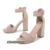 Women's Sandals Summer 2024 Platform Thick High Heel Ladies Shoes Round Toe Designer Shoes Suede Fashion Sandals Plus Size 33-45