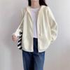 New Solid Color Lazy Wind Hooded Zipper Knitted Cardigan Casual Drawstring Sweater Thick Coat Women
