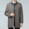 Windbreaker Men's Winter Business Casual Lapel Wool Liner Jacket Middle-aged Medium Long Dad Leader Top