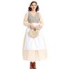 Adult Women Grassland Colony Dress Renaissance Victorian Medieval Dress Gown Apron Halloween Cosplay Costumes Role Play Outfit