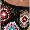 Plus Size Women's Beach Skirt Ethnic Random Mixed Colour Patchwork Pure Hand Hooked Tie Half Skirt