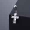 Sweet Crystal Zircon Cross Belly Button Ring Cross Piercing Fashion Navel Nail