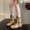 Vintage Soft Leather Boxing Boots Women's Autumn 2025 New British Style Martin Boots Maillard Platform Medium Boots