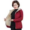 Brand Women's Autumn and Winter Coat Short Printed Hooded Solid Color Plus Fleece Padded Jacket