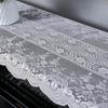 Elegant White Lace Table Runner with Floral Embroidery Tablecloth for Dresser, Kitchen, Wedding Banquet, Coffee Table, Fireplace, Dining