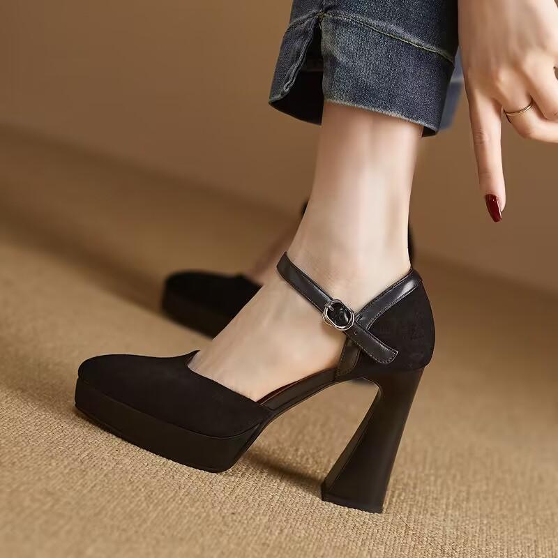 Fashion Women's Summer Footwear Stripper Shoes for Woman 2024 Sandals Evening Platform Pointed Toe Super High Heel Block Chunky Heels