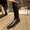 Korean Version Niche Simple Row Style Flat-bottomed Medium Boots Thin Boots Women 2025 Long Tube Square Head But Knee High Boots