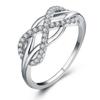 Fashion Micro-set Zircon Line Cross Inverted 8-shaped Ring Ladies Hollow Ring Design Sense Jewelry