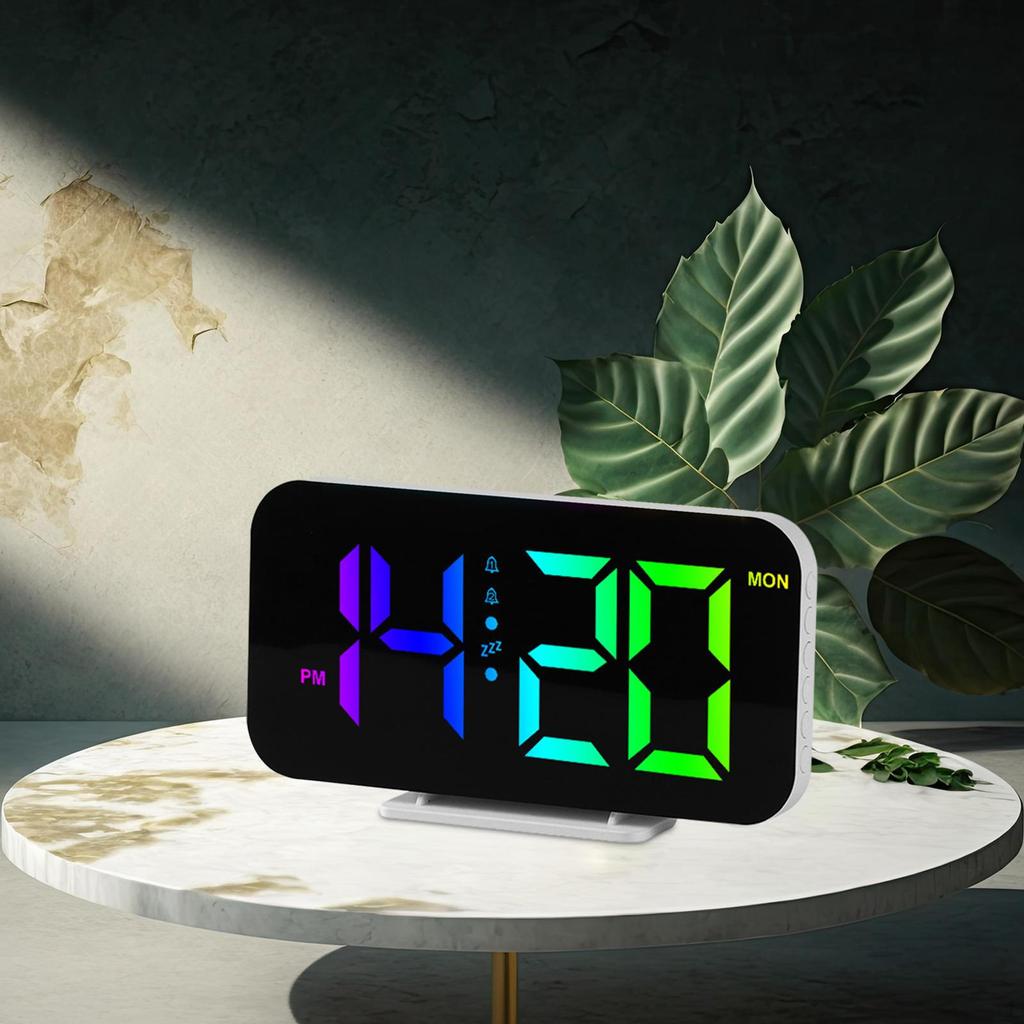 LED Clock with Alarms And Color-Changing Glow