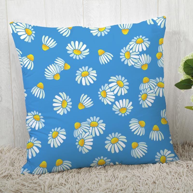 Chamomile Pillowcase Sofa Car Waist  Home Style Flower Landscape Cushion Cover