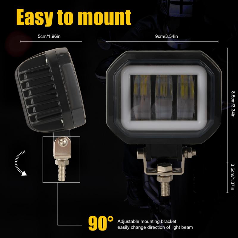 Led Headlight Square Waterproof Practical Portable Universal For Car Truck Atv Car Supplies Spotlight 3.5inch Durable Fog Light