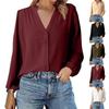 Women's T-shirt Solid Color V Neck Long Sleeve Top