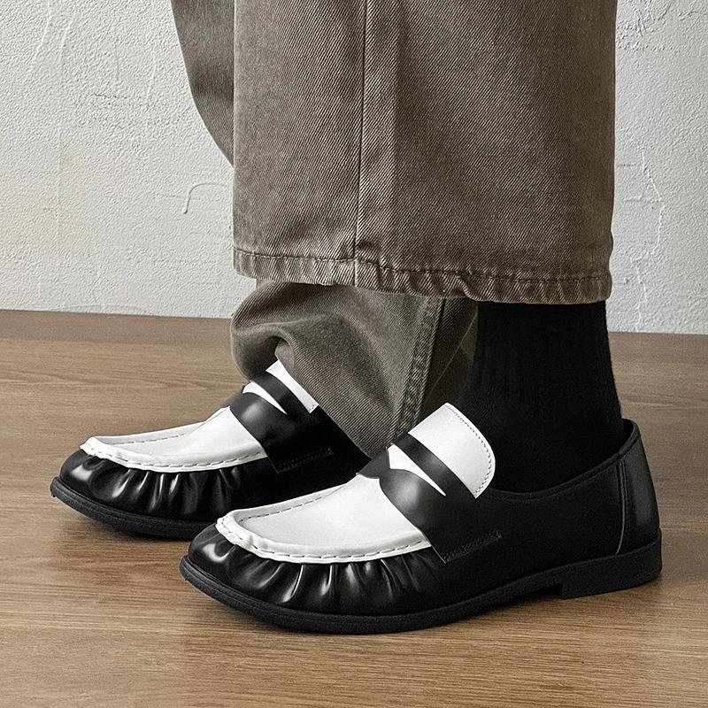 High Quality Genuine Leather Men Shoes Breathable Business Slip On Loafers Man Casual Black Flats Driving Walking Shoes Moccasin