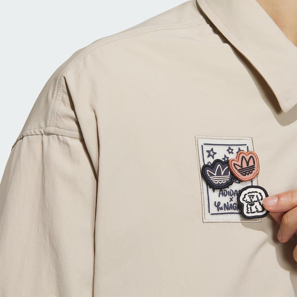 Adidas Originals X Changchangxiong Collaboration Nagaba Sportswear Ss23 Flap Pocket Logo Zip воротник куртка мужская куртка бежевый IS0643