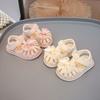 Girls Princess Sandal T-strap Sweet Lace Bows Baby Walking Shoes Soft Sole Non-slip 2025 Summer New Kids Casual Beach Shoes Cute