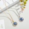 Turkish Eye Necklace Dot  Round Blue Eye Pendant Necklace Sweater Chain Jewelry