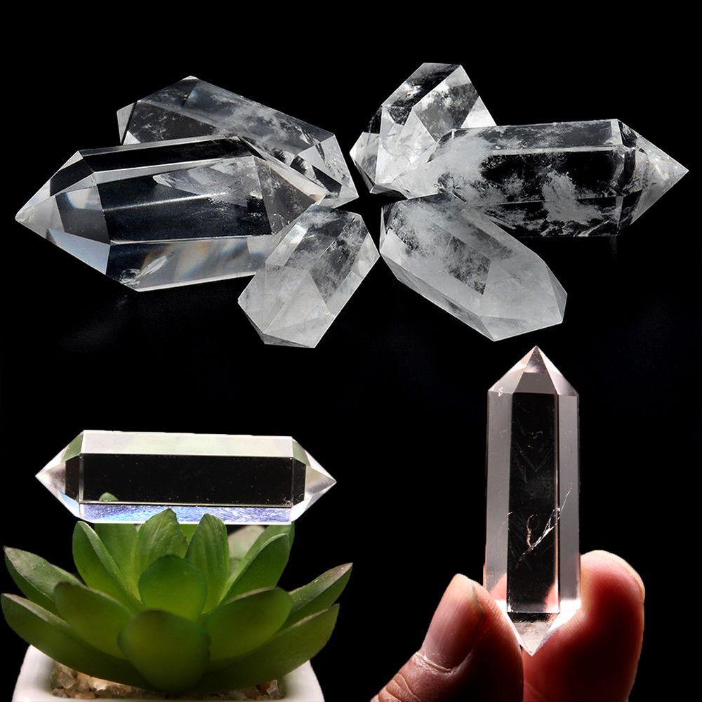 Gift Healing Stone Home Decoration Clear Crystal Obelisk Double-pointed Hexagonal Wand White Quartz
