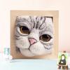 Photo Frame Ornaments with Shaping Base Wool Felt Interactive Lovely Cat Head Doll Knitting Kit Household Supplies