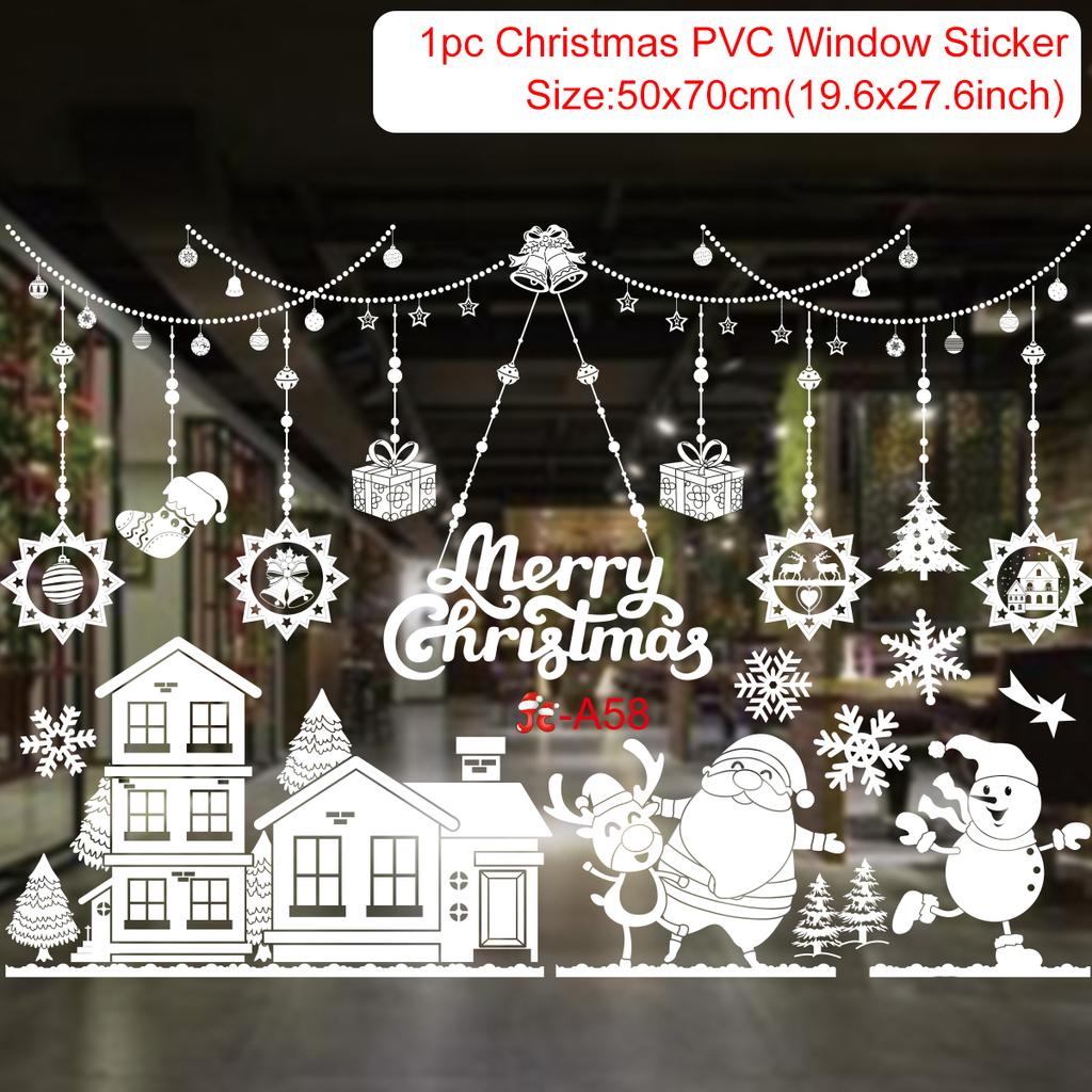 Cartoon Christmas Window Glass Stickers 2025 Christmas Decoration for Home Living Room Wall Decor 2025 Happy New Year Stickers