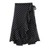 Summer Fashion Wrap Skirt Women Casual Chiffon One-Piece Lace-Up High Waist Irregular Ruffle Loose Polka Dot Skirts