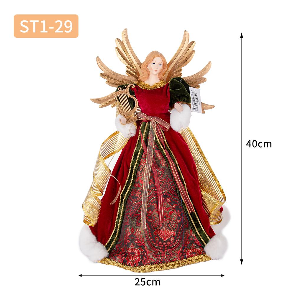 Christmas Doll Standing Treetop Figurine Angel In Gown Home Table Decoration Room Decor Statue Home Accessories Desk Decor