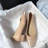 Fashion Fashion Elegant New Women's Shoes Soft Leather Surface Medium Thick Heel Shallow Sole Flat Shoes Summer Season Rubber Upper