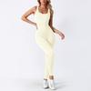 Seamless Ribbed Fitness Jumpsuit with Chest Pad