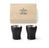Dolce Duo Pair of Tumblers Stainless Steel Beer Glasses for Hot and Cold Drinks (Wooden Box) - Double-walled (BA-1633)