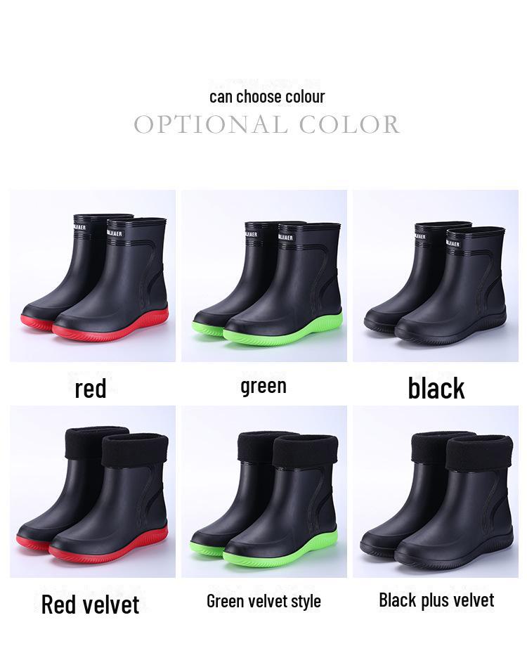 3306 Mid-Tube Fashion Rain Boots for Men and Women - Non-Slip, Waterproof, Thick Rubber Shoes, Ideal for Kitchen Work