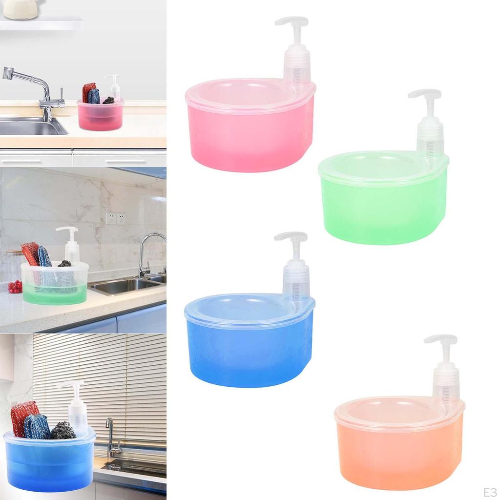 2 In 1 Dish Soap Dispenser with Sponge Holder 1000ml Scrubber Case