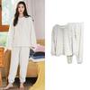 Autumn Women Solid Warm 2 Piece Sets Thicken  Velvet Ribbed Fleece Set Pullover and Pants Women Casual Pajama Sets