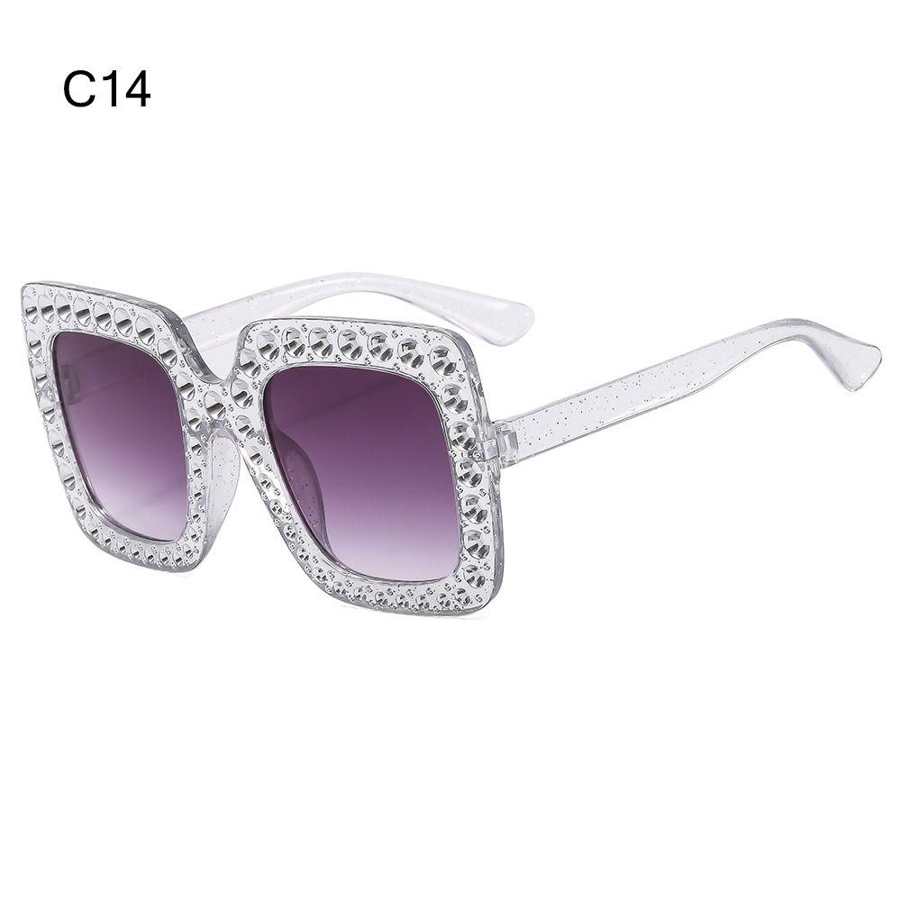 Crystal Oversized Sunglasses for Women Rhinestone Square Diamond Sun Glasses Retro Big Frame Sparkling Glasses