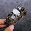 Natural Moonstone Gemstone Handmade Copper Wire Wrap Cuff Bangle Adjustable a3F71