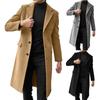 Mens Single Breasted Trench Coat Winter Wool Blend Oversized Warm Lapel Work Business Jacket Outerwear