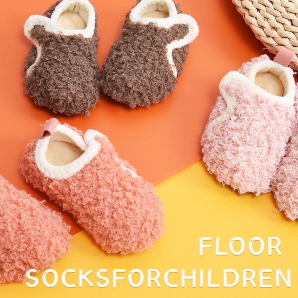 Children's Floor Socks and Shoes for Indoor Walking, Autumn and Winter Styles, Anti Slip Soles, Cooling Insulation,Warmth, with Soles, Socks and Shoes