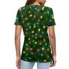 Women's Fashionable Casual Short Sleeve Christmas Print Round Neck Pullover Top
