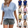 Women's Fashion Solid Color Short Sleeve V Neck Casual Pullover T-shirt Top