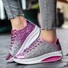 Fashion Ladies Women'S Shoes Sport Sequins Wedges Shoes Shake Silver Comfortable Sport Jogging Tennis Lace Up Running Sneakers