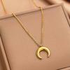 1pc Golden/Silvery Crescent Moon Necklace Pendant - Stylish Ring Carrier Necklace