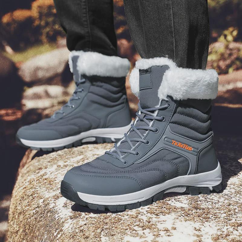 Men's High-Top Waterproof Non-Slip Winter Snow Boots with Warm Velvet Lining & Thick Sole