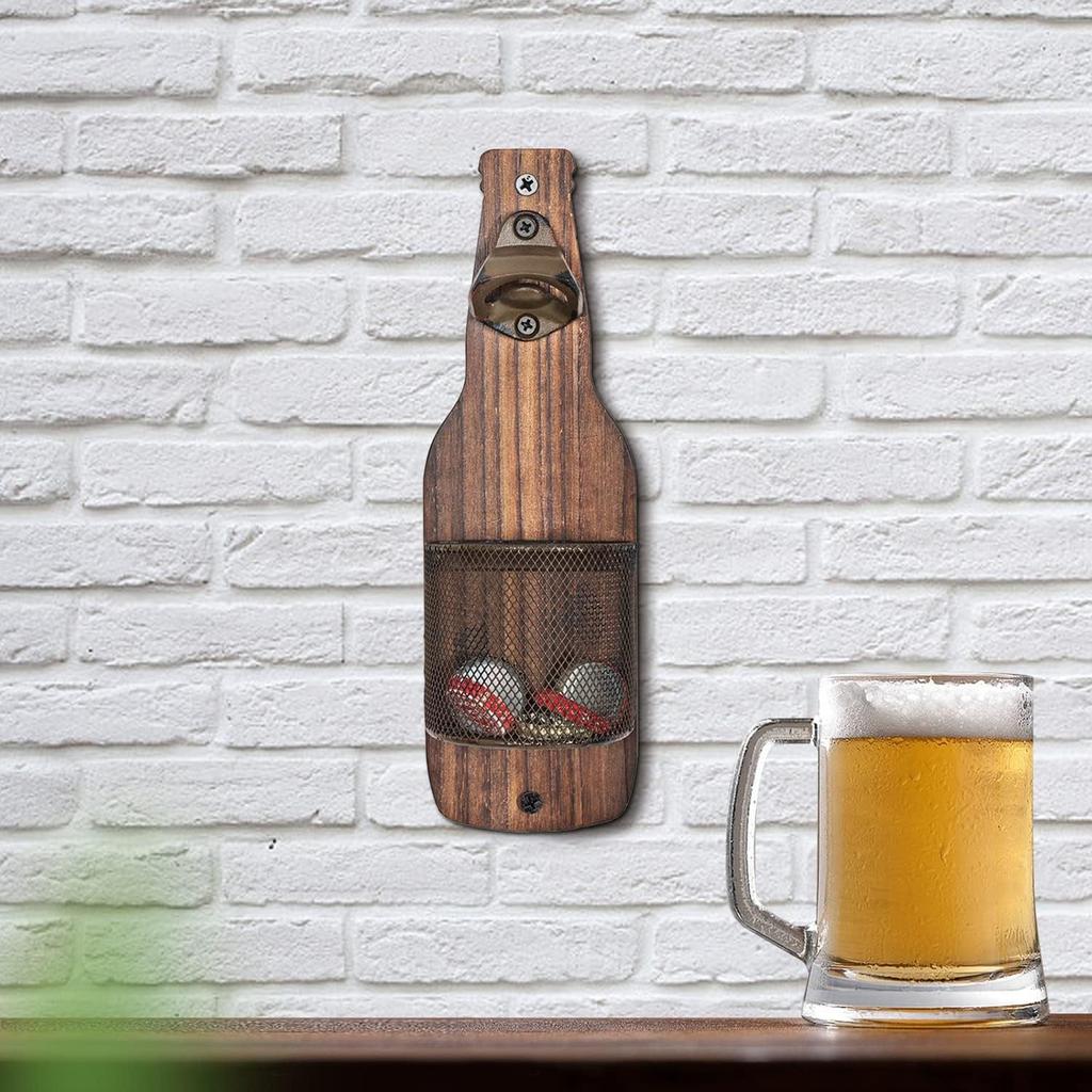 Wall Mounted Bottle Opener Creative Beer Opener Kitchen Bar Decor Cap Catcher Wall Mount Bottle Opener Perfect For Home Bar And Kitchen Accessories