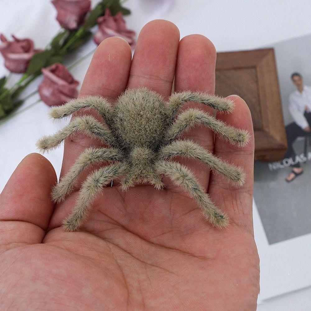 Funny Flocking Black Spider 3D Artificial Spider Halloween Plush Spider  Learning Toys