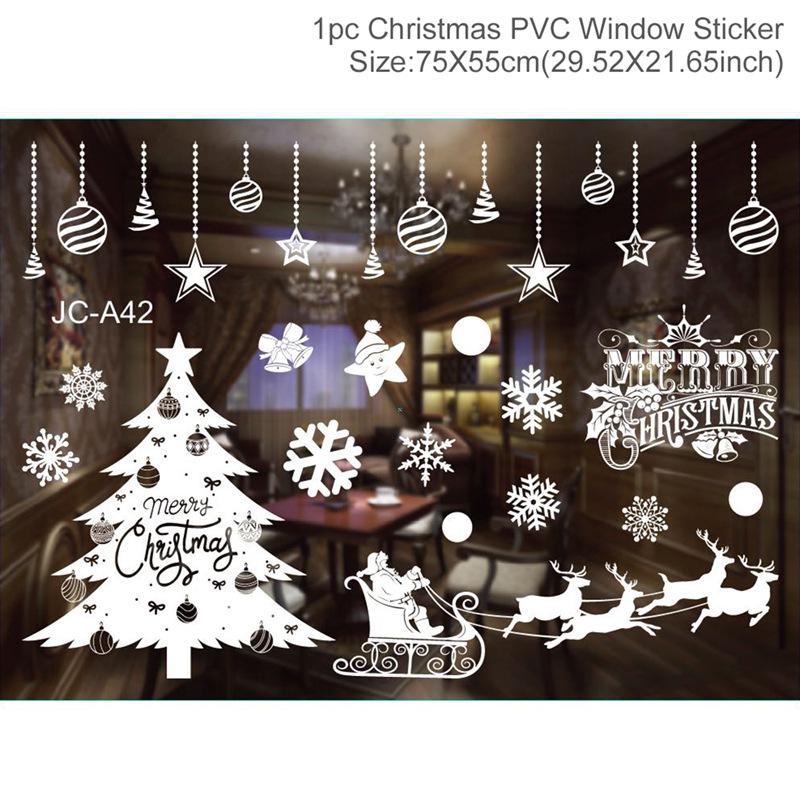 Cartoon Christmas Window Glass Stickers 2025 Christmas Decoration for Home Living Room Wall Decor 2025 Happy New Year Stickers